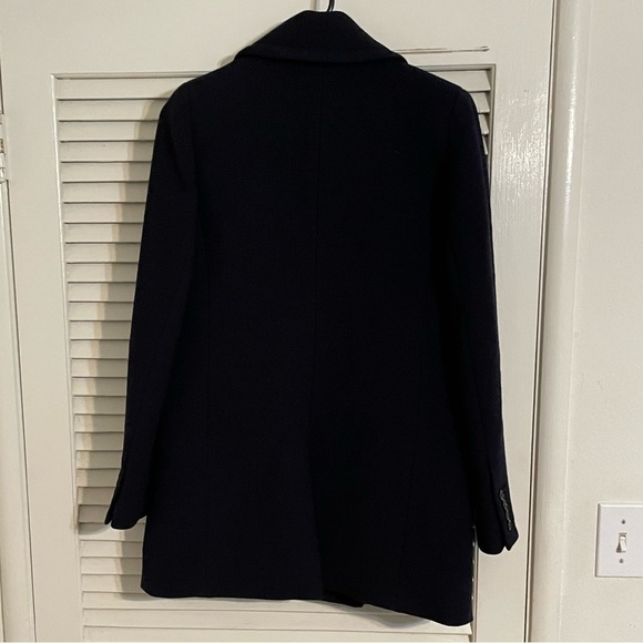 J. Crew Double Breasted Coat Navy Wool Double Cloth Coat size 2 - Picture 3 of 10